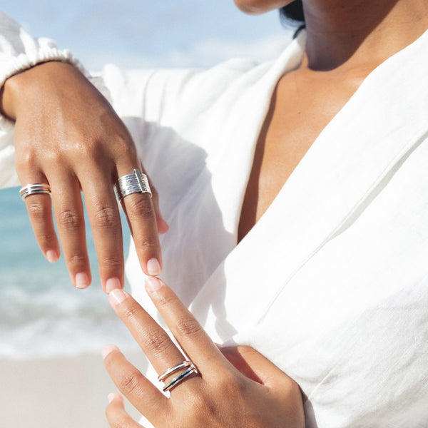 Bague de méditation Shanti – MeditationRings – portée au doigt