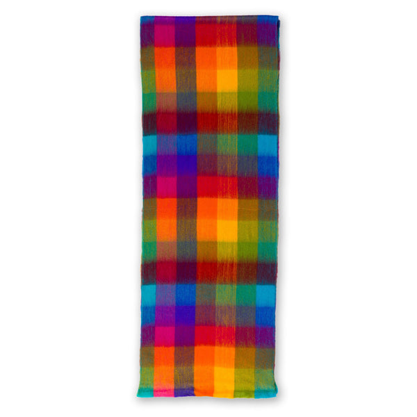 Écharpe en Alpaga Sans Couture – Carreaux Multicolores