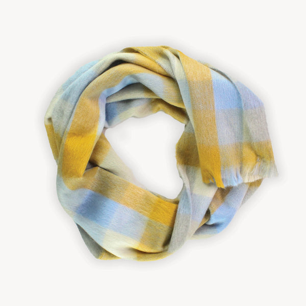 Seamless Scarf - Gold/Blue Check