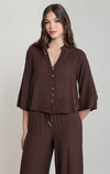 Blouse à manches larges Dex, coloris chocolat foncé, vêtement porté