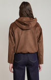 Blouson aviateur à capuchon en suédine Dex, coloris brun, vue de dos