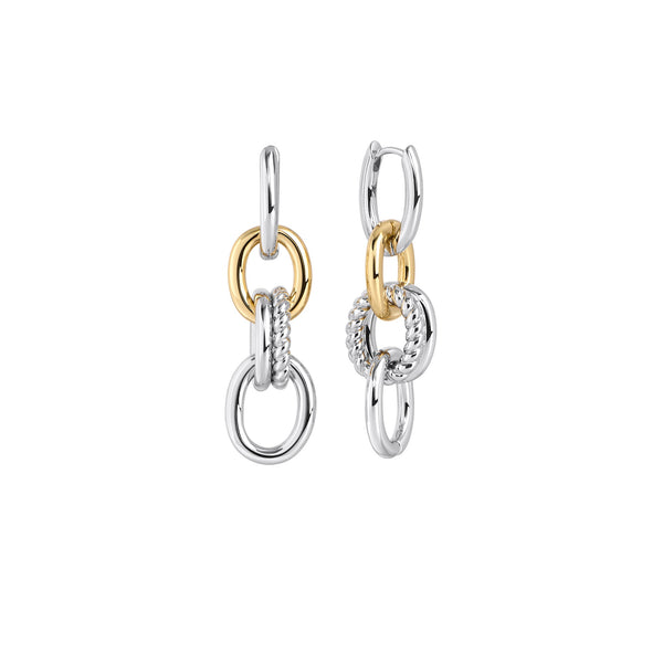Boucles d’oreilles pendantes Cala de Mia, fini argenté et doré