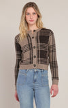 Cardigan à carreaux Dex, coloris carreaux taupe/marron, vêtement porté