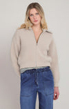 Cardigan à col large Dex, coloris écru, vêtement porté