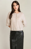 Cardigan à manches courtes Dex, coloris rose clair poudré, vêtement porté
