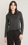 Cardigan à revers en fourrure Dex, coloris gris charbon, vêtement porté