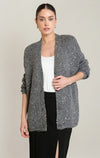 Cardigan en tricot à sequins Dex, coloris gris moyen, vêtement porté