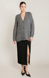 Cardigan en tricot à sequins Dex, coloris gris moyen, vêtement porté en tenue