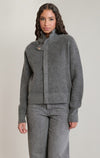 Cardigan zippé Dex, coloris gris chiné foncé, vêtement porté