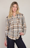 Chemise à carreaux Dex, coloris carreaux marron et marine, vêtement porté