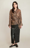 Chemise portefeuille à imprimé animal Dex, coloris imprimé animal brun, vêtement porté en tenue