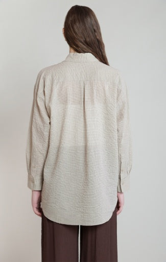 Chemise texturée surdimensionnée Dex, coloris beige, vue de dos
