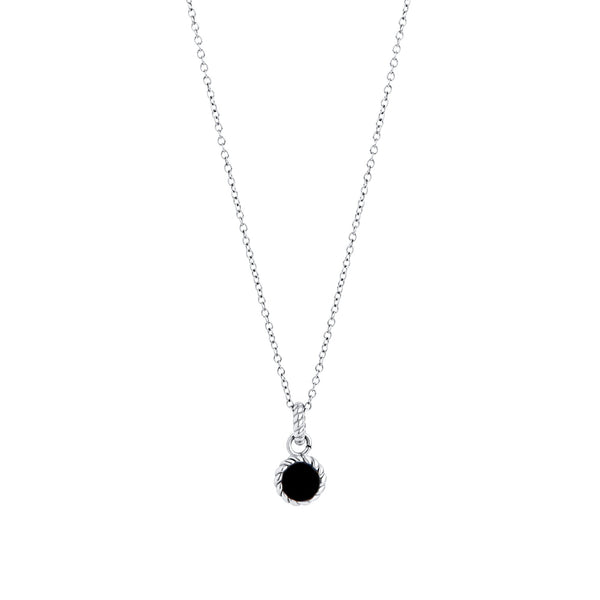 Collier pendentif Ines de Mia, fini argenté et noir