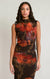 Haut en résille à motif floral Dex, coloris marron/orange floral, vêtement porté