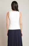 Haut en tricot à bord festonné Dex, coloris crème, vue de dos