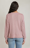 Haut en tricot à col en V Dex, coloris rose poudré, vue de dos
