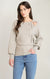 Haut en tricot à col noué Dex, coloris taupe pâle, vêtement porté