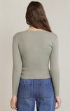 Haut en tricot à encolure festonnée Dex, coloris sauge clair, vue de dos