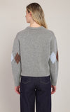 Haut en tricot à motif argyle Dex, coloris gris à losanges, vue de dos