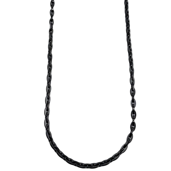 La Maison du Bleuet Intégrité 22-inch black PVD stainless steel Figaro chain necklace with a 4mm width.