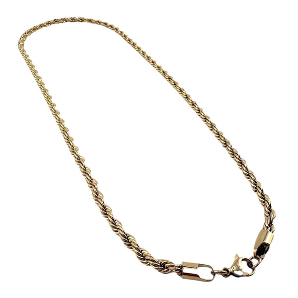 La Maison du Bleuet 14K gold plated stainless steel twisted rope chain necklace with a secure lobster clasp