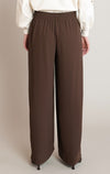 Pantalon à enfiler à jambe large Dex, coloris brun, vue de dos