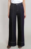 Pantalon en denim à détails de surpiqûres Dex, coloris indigo foncé, vêtement porté