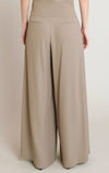 Pantalon plissé taille haute Dex, coloris champignon, vue de dos