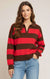 Polo rayé Dex, coloris rouge/marron, vêtement porté
