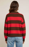 Polo rayé Dex, coloris rouge/marron, vue de dos