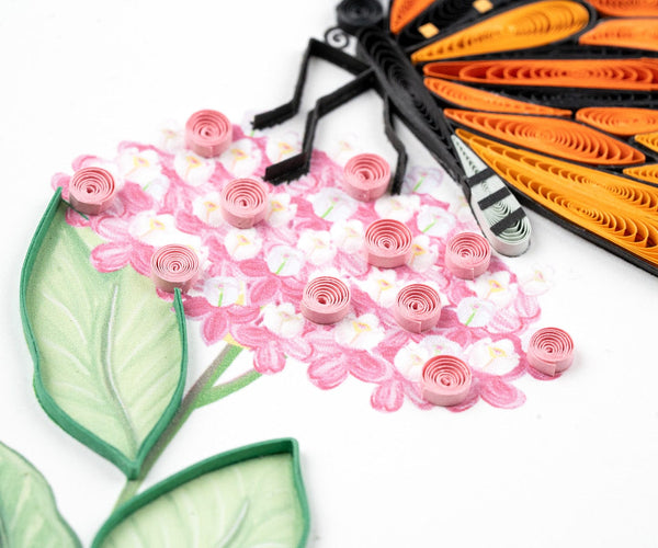 Carte de vœux papillon monarque en quilling