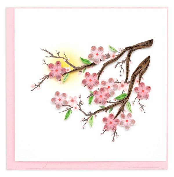 Carte de vœux cerisiers en fleurs quilling