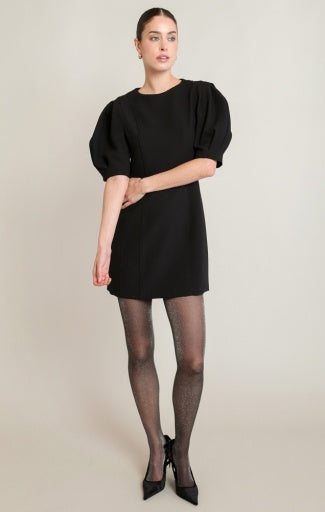 Robe à manches ballon Dex, coloris noir, vêtement porté en tenue