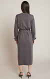 Robe en tricot ceinturée Dex, coloris gris charbon, vue de dos
