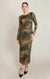 Robe maxi en résille imprimée Dex, coloris kaki/marron imprime, vêtement porté