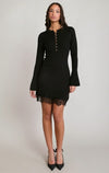 Robe mini à ourlet en dentelle Dex, coloris noir, vêtement porté en tenue
