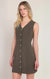 Robe mini boutonnée Dex, coloris olive foncé, vêtement porté