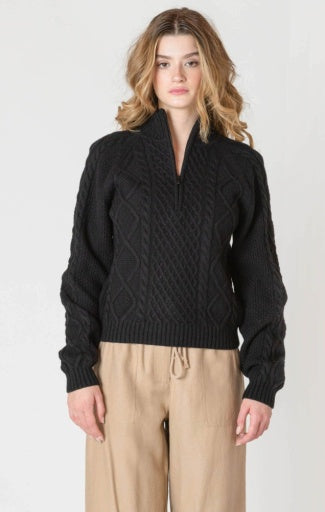 cable-knit half-zip sweater