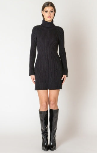 ribbed turtleneck sweater dress