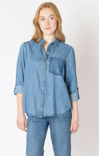 Washed denim shirt with pockets