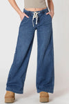 wide leg knitted denim pants