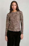 T-shirt à manches longues à motif floral Dex, coloris taupe foncé, vêtement porté