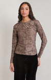 T-shirt à manches longues à motif floral Dex, coloris taupe foncé, autre vue du vêtement porté