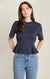 T-shirt cintré à la taille Dex, coloris marine de minuit, vêtement porté