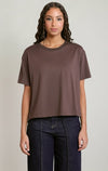 T-shirt essentiel à manches courtes Dex, coloris brun, vêtement porté