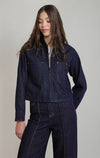 Veste en denim à col en velours côtelé Dex, coloris indigo, autre vue du vêtement porté