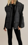 Veste matelassée coupe carrée Dex, coloris noir, vêtement porté