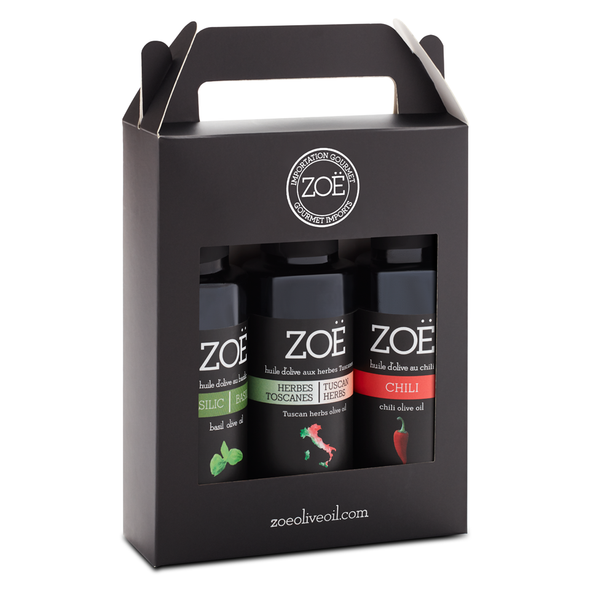 Mini Trio d'Huile d'Olive et Vinaigre Balsamique de Zöe - 100ml | Zoé | La Maison du Bleuet