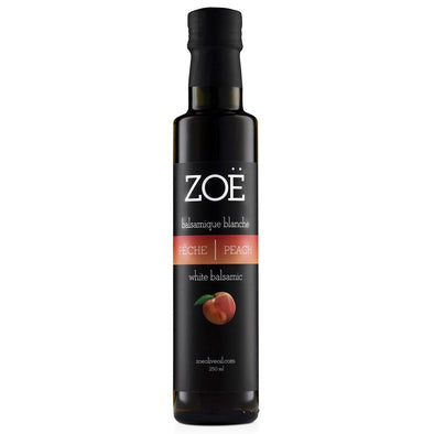 Vinaigre balsamique blanc infusé à la pêche 250 ml | Zoé | La Maison du Bleuet