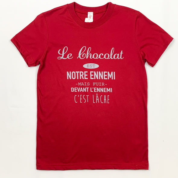 T-shirt humoristique unisexe Chocolat est un ennemi